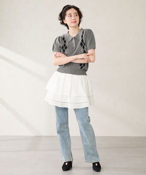 ラインストーンチュールミュールパンプス/56103