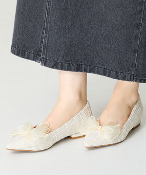 チュールリボンツイードパンプス/56106