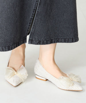 チュールリボンツイードパンプス/56106