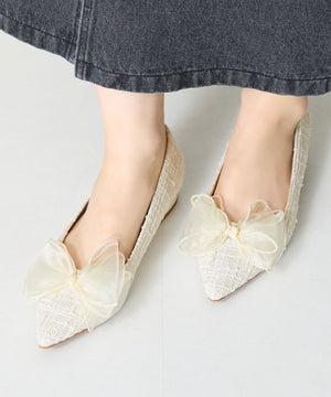 チュールリボンツイードパンプス/56106