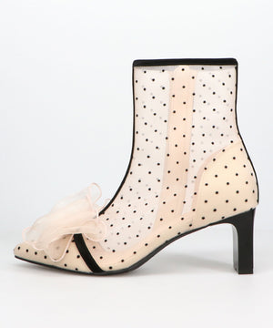 ドットチュールヒールブーツ/56108