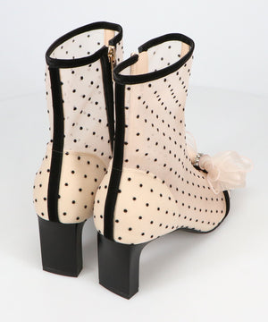 ドットチュールヒールブーツ/56108