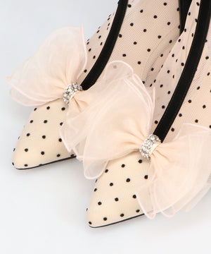 ドットチュールヒールブーツ/56108