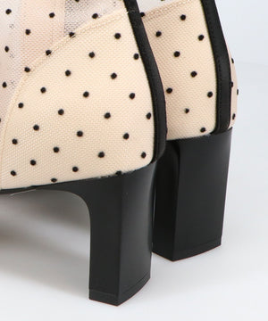 ドットチュールヒールブーツ/56108