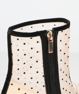 ドットチュールヒールブーツ/56108