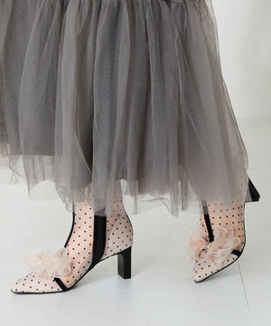 ドットチュールヒールブーツ/56108