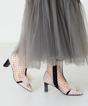 ドットチュールヒールブーツ/56108