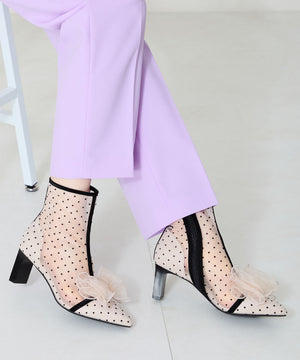 ドットチュールヒールブーツ/56108