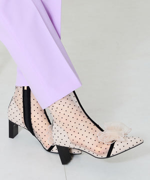 ドットチュールヒールブーツ/56108