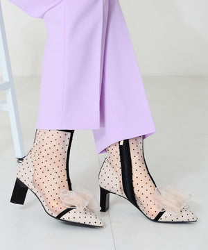 ドットチュールヒールブーツ/56108
