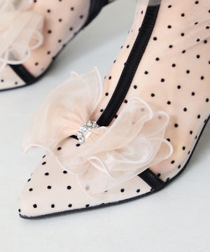 ドットチュールヒールブーツ/56108