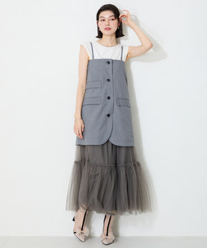 ドットチュールヒールブーツ/56108