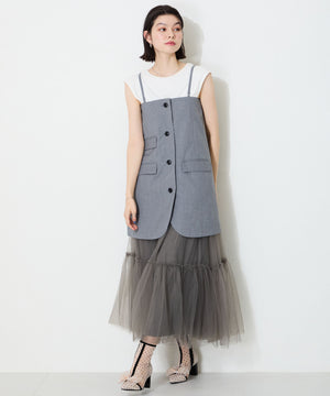 ドットチュールヒールブーツ/56108