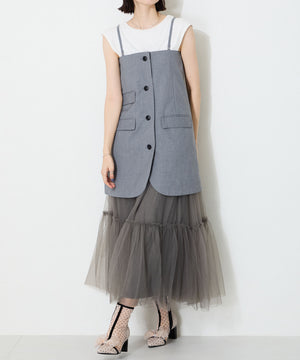 ドットチュールヒールブーツ/56108