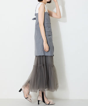 ドットチュールヒールブーツ/56108