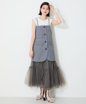 ドットチュールヒールブーツ/56108