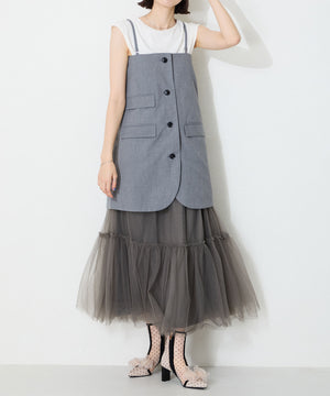 ドットチュールヒールブーツ/56108