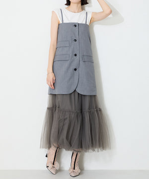 ドットチュールヒールブーツ/56108