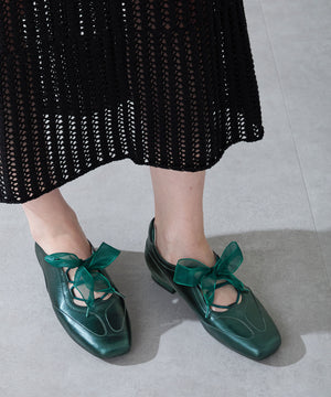 レースアップフラットパンプス/56301