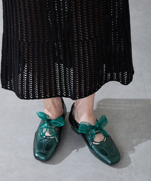 レースアップフラットパンプス/56301