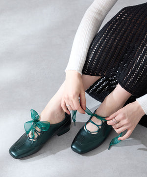 レースアップフラットパンプス/56301