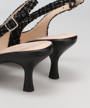 ビジュー×ツイードバックストラップパンプス/56306