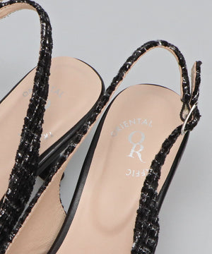 ビジュー×ツイードバックストラップパンプス/56306