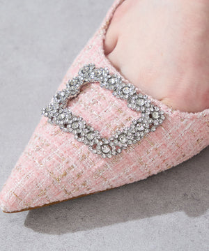 ビジュー×ツイードバックストラップパンプス/56306