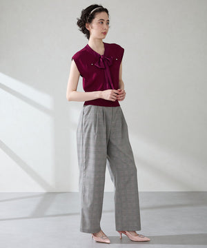 ビジュー×ツイードバックストラップパンプス/56306