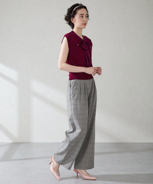 ビジュー×ツイードバックストラップパンプス/56306