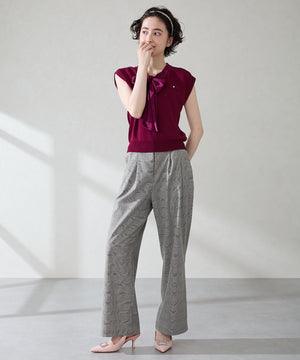 ビジュー×ツイードバックストラップパンプス/56306