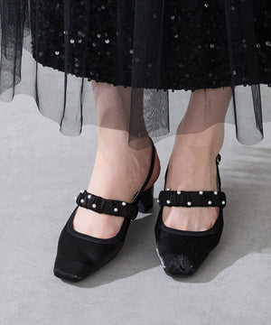 【カタログ掲載アイテム】パール×シアーバックストラップパンプス/56309