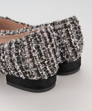 【カタログ掲載アイテム】ビジューモチーフツイードフラットパンプス/56310