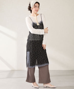 【カタログ掲載アイテム】ビジューモチーフツイードフラットパンプス/56310