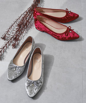 【カタログ掲載アイテム】ハートチャーム付きベロアバレエシューズ/56313