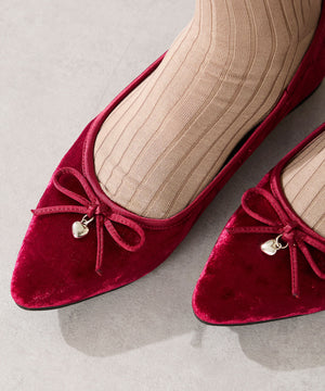 【カタログ掲載アイテム】ハートチャーム付きベロアバレエシューズ/56313