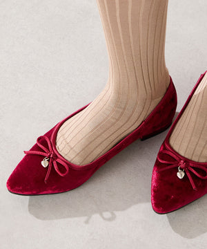 【カタログ掲載アイテム】ハートチャーム付きベロアバレエシューズ/56313