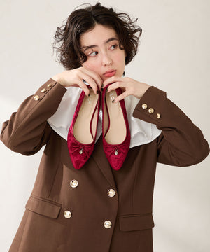 【カタログ掲載アイテム】ハートチャーム付きベロアバレエシューズ/56313