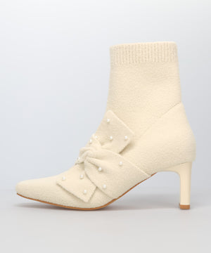 パールリボンニットブーツ/56405