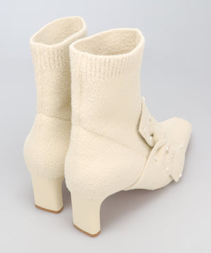 パールリボンニットブーツ/56405