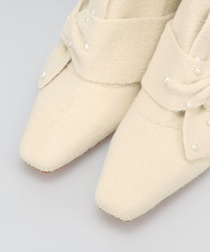 パールリボンニットブーツ/56405