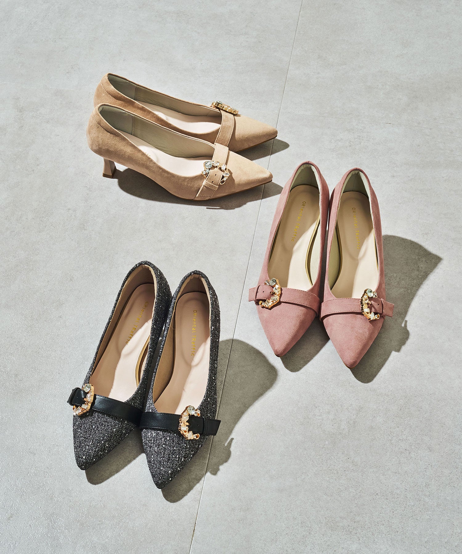 ビジューバックルヒールパンプス/61104 – ORIENTALTRAFFIC