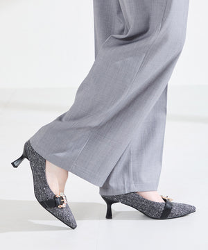 ビジューバックルヒールパンプス/61104