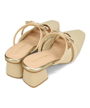 ダブルリボンニットミュールパンプス/61111