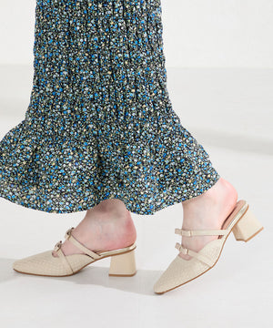 ダブルリボンニットミュールパンプス/61111