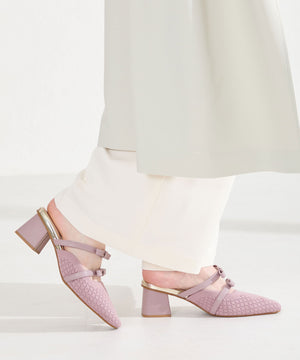 ダブルリボンニットミュールパンプス/61111