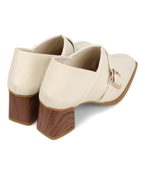 ウッドヒールベルトパンプス/61113