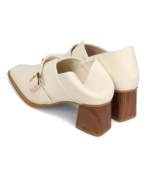 ウッドヒールベルトパンプス/61113