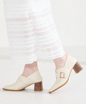 ウッドヒールベルトパンプス/61113