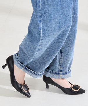 変形リボンモチーフヒールパンプス/61117